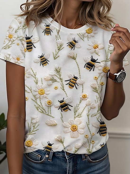 Women
                      Floral Short Sleeve Tee T-shirt Crew Neck Printing
                      Casual Graphic Tee Summer Top