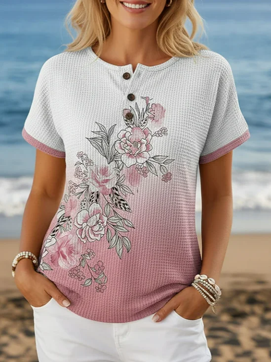 Women
                      Floral Short Sleeve Tee T-shirt Crew Neck Printing
                      Vintage Summer Top
