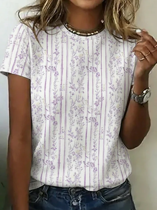 Women
                      Striped Short Sleeve Tee T-shirt Crew Neck
                      Printing Casual Graphic Tee Summer Top