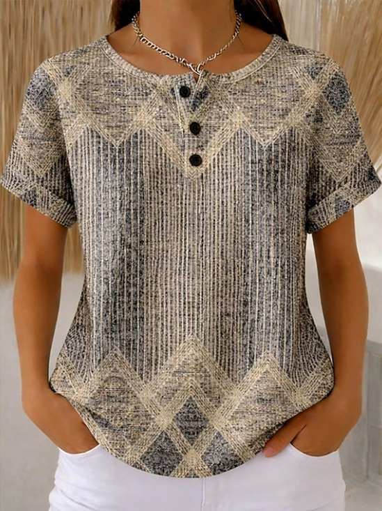 Women
                      Abstract Short Sleeve Tee T-shirt Crew Neck
                      Printing Vintage Summer Top