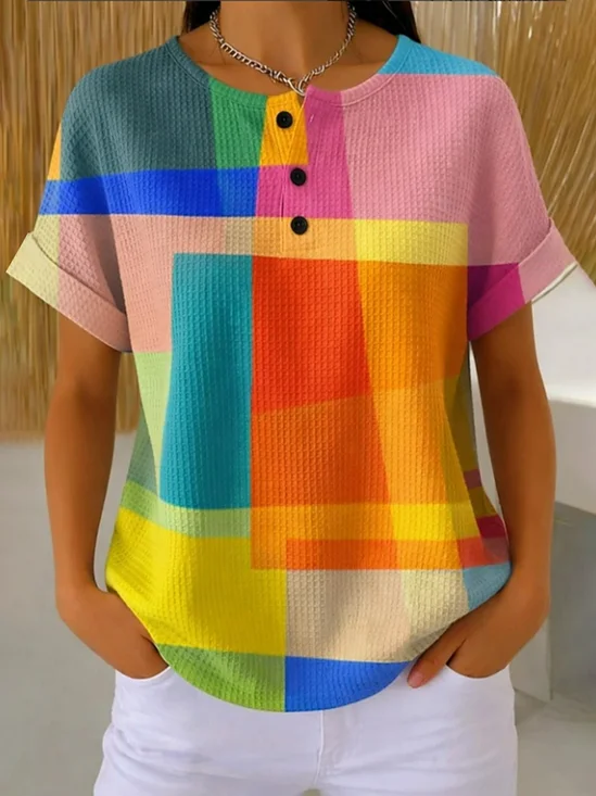 Women
                      Abstract Short Sleeve Tee T-shirt Crew Neck
                      Printing Vintage Summer Top