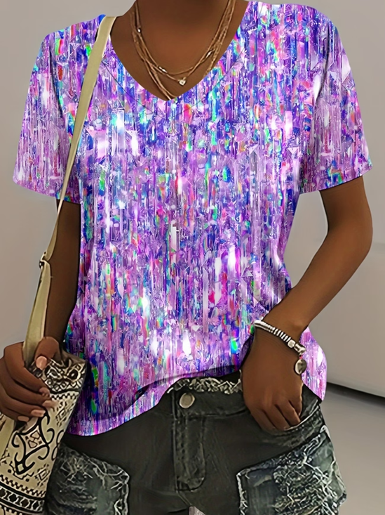 Women
                      Abstract Short Sleeve Tee T-shirt V Neck Printing
                      Vintage Summer Top