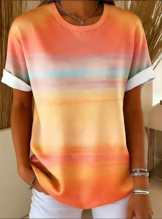 Women
                      Abstract Short Sleeve Tee T-shirt Crew Neck
                      Printing Casual Graphic Tee Summer Top
