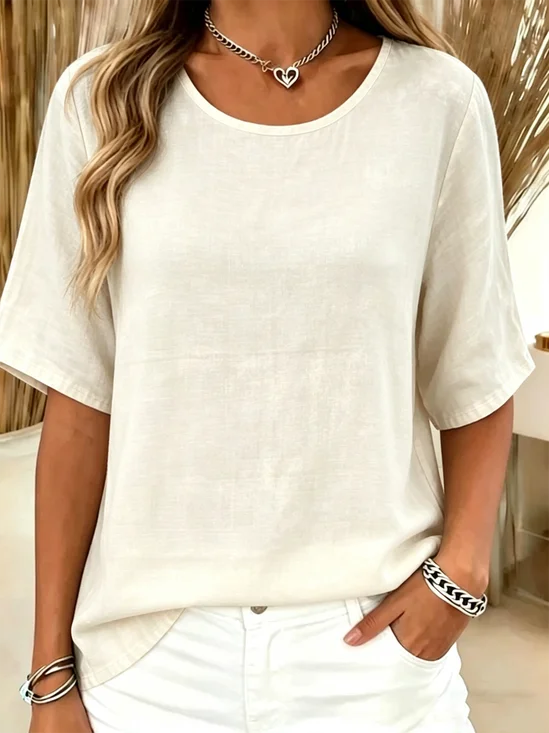 Women
                      Plain Short Sleeve Tee T-shirt Crew Neck Vintage
                      Summer Top