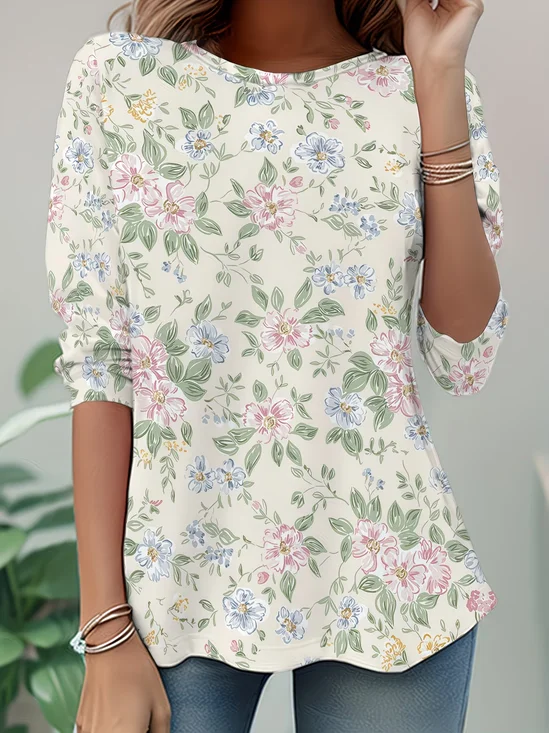 Women
                      Floral Long Sleeve Tee T-shirt Crew Neck Casual
                      Tunic Spring/Fall Top