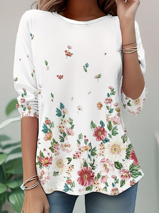 Women
                      Floral Long Sleeve Tee T-shirt Crew Neck Casual
                      Tunic Spring/Fall Top