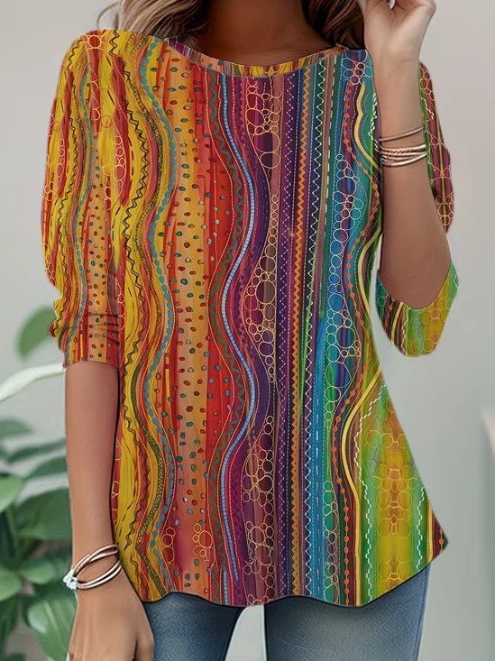 Women
                      Abstract Long Sleeve Tee T-shirt Crew Neck Casual
                      Tunic Spring/Fall Top