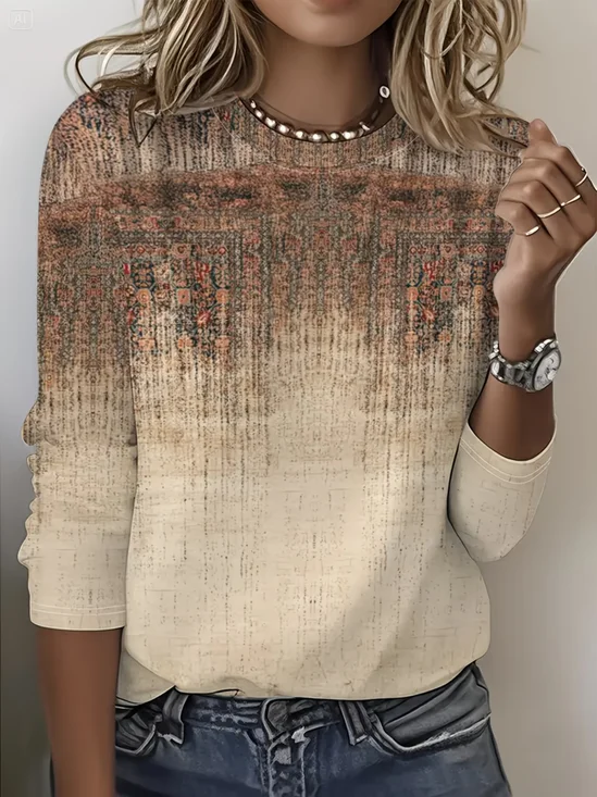 Women
                      Abstract Long Sleeve Tee T-shirt Crew Neck
                      Printing Casual Graphic Tee Spring/Fall Top