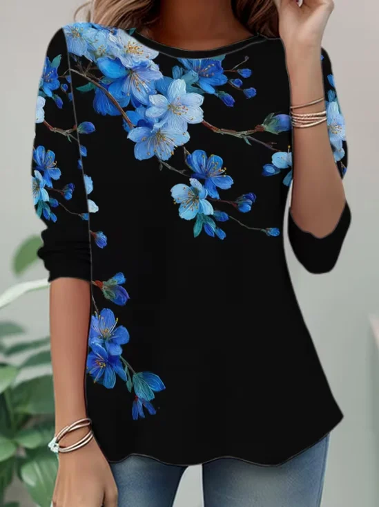 Women
                      Floral Long Sleeve Tee T-shirt Crew Neck Casual
                      Tunic Spring/Fall Top