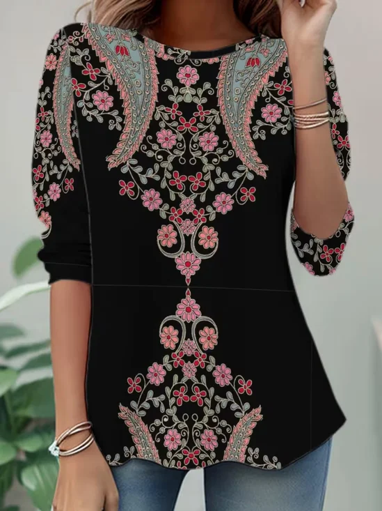 Women
                      Floral Long Sleeve Tee T-shirt Crew Neck Casual
                      Tunic Spring/Fall Top