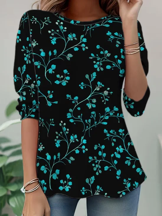 Women
                      Floral Long Sleeve Tee T-shirt Crew Neck Casual
                      Tunic Spring/Fall Top