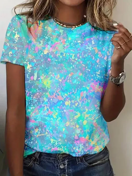 Women
                      Abstract Short Sleeve Tee T-shirt Crew Neck
                      Printing Casual Graphic Tee Summer Top