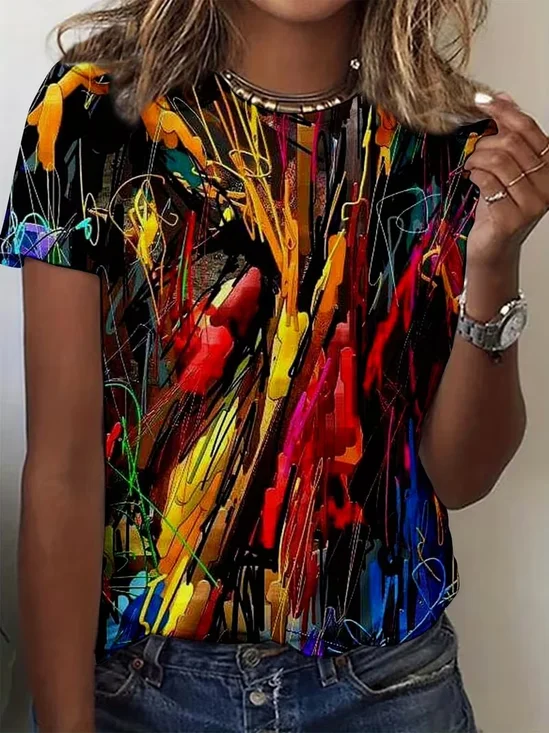 Women
                      Abstract Short Sleeve Tee T-shirt Crew Neck
                      Printing Casual Graphic Tee Summer Top