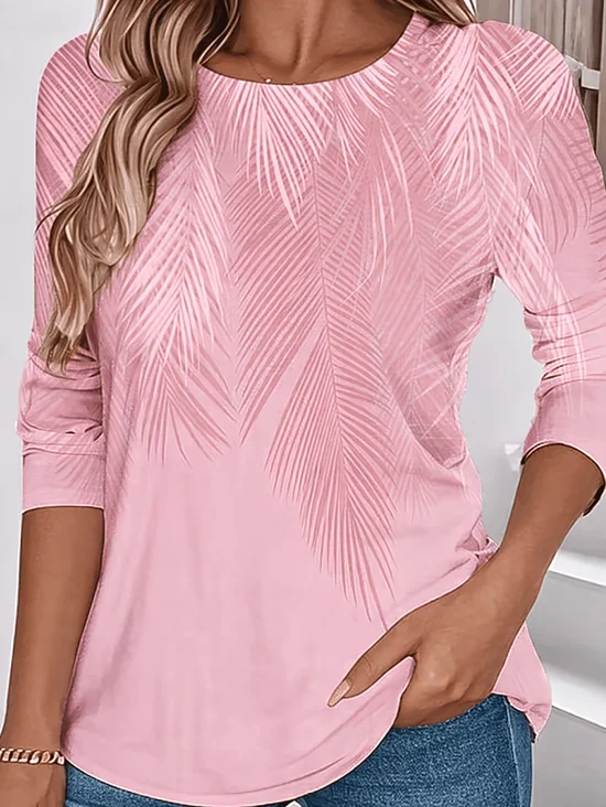 Women
                      Abstract Long Sleeve Tee T-shirt Crew Neck
                      Printing Casual Spring/Fall Top