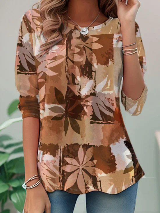 Women
                      Floral Long Sleeve Tee T-shirt Crew Neck Casual
                      Tunic Spring/Fall Top