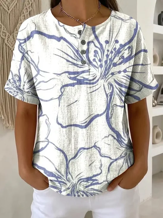 Women
                      Floral Short Sleeve Tee T-shirt Crew Neck Printing
                      Vintage Summer Top