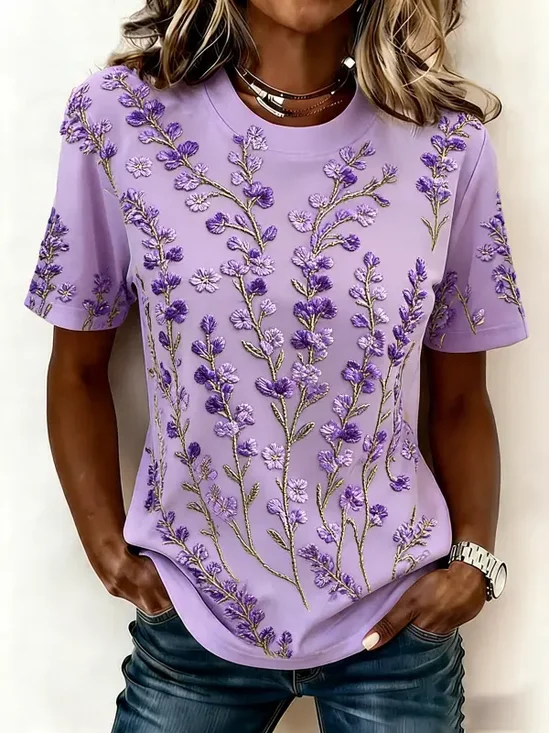 Women
                      Floral Short Sleeve Tee T-shirt Crew Neck Printing
                      Casual Graphic Tee Summer Top
