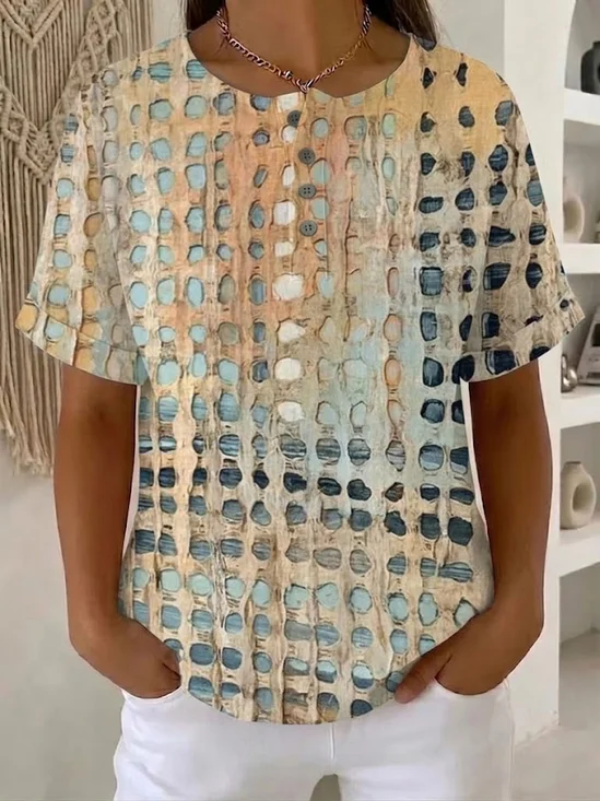 Women
                      Abstract Short Sleeve Tee T-shirt Crew Neck
                      Printing Vintage Summer Top