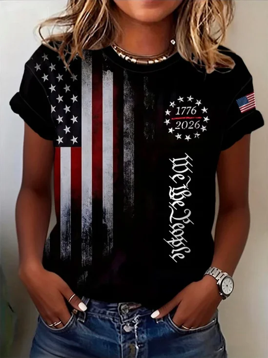 Women
                      Independence Day (Flag) Short Sleeve Tee T-shirt
                      Crew Neck Printing Casual Graphic Tee Summer Top