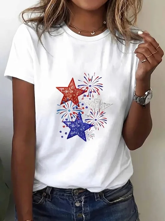 Women
                      Independence Day (Flag) Short Sleeve Tee T-shirt
                      Crew Neck Printing Casual Graphic Tee Summer Top