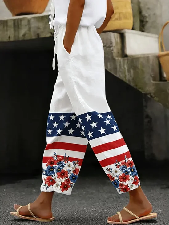 Women Floral Long Pants Casual Spring/Fall Trousers