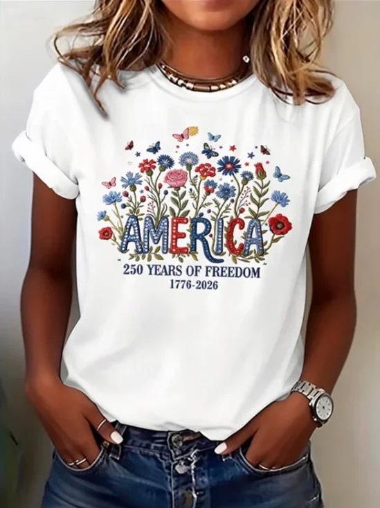 Women Floral Short Sleeve Tee T-shirt Crew Neck Printing Casual Graphic Tee Summer Top