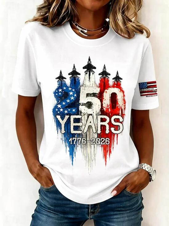 Women
                      Independence Day (Flag) Short Sleeve Tee T-shirt
                      Crew Neck Printing Casual Graphic Tee Summer Top