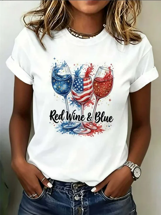Women
                      Independence Day (Flag) Short Sleeve Tee T-shirt
                      Crew Neck Printing Casual Graphic Tee Summer Top