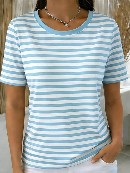 Women
                      Striped Short Sleeve Tee T-shirt Crew Neck
                      Printing Casual Graphic Tee Summer Top