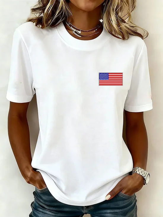 Women
                      Independence Day (Flag) Short Sleeve Tee T-shirt
                      Crew Neck Printing Casual Graphic Tee Summer Top
