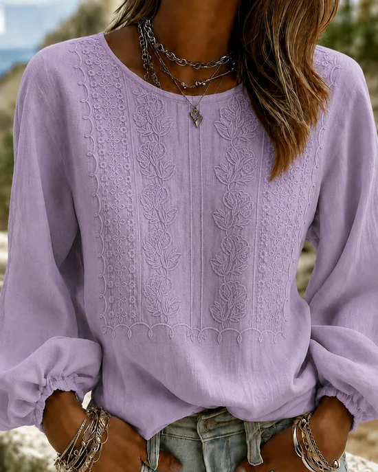 Women Geometric Crew Neck Long Sleeve Blouse Printing Casual Daily Spring/Fall Top