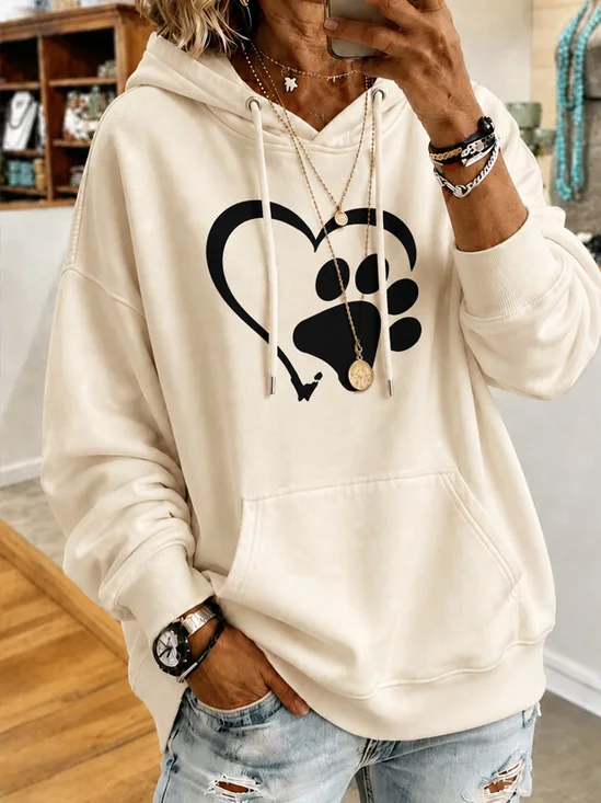 Women Plain Long Sleeve Vintage Daily Spring/Fall Hoodie
