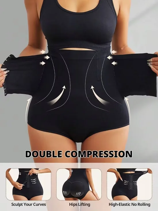 Women's high-waisted, tummy-control, front-button shaping, breathable, waist-cinching, hip-lifting, body-shaping pants