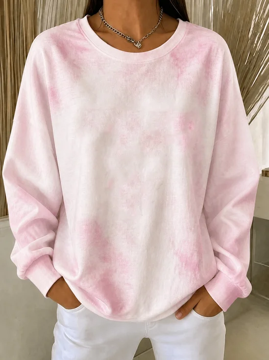 Women Tie-Dye Pattern Crew Neck Casual Spring/Fall Long Sleeve Sweatshirt