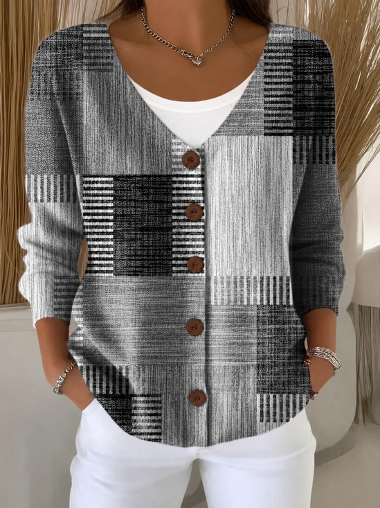 Elegant Abstract Graphic Knit Top