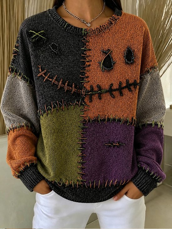 Women Halloween Crew Neck Casual Spring/Fall Long Sleeve Sweatshirt