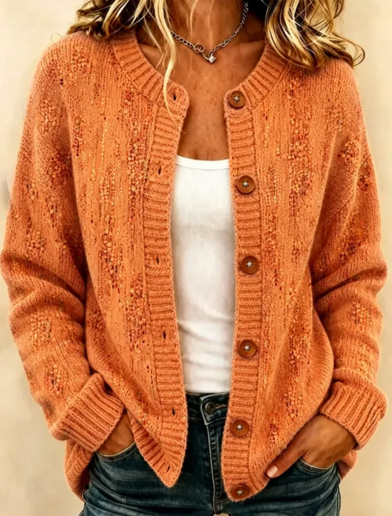Women Abstract Printing Long Sleeve Crew Neck Vintage Spring/Fall Cardigan Outerwear