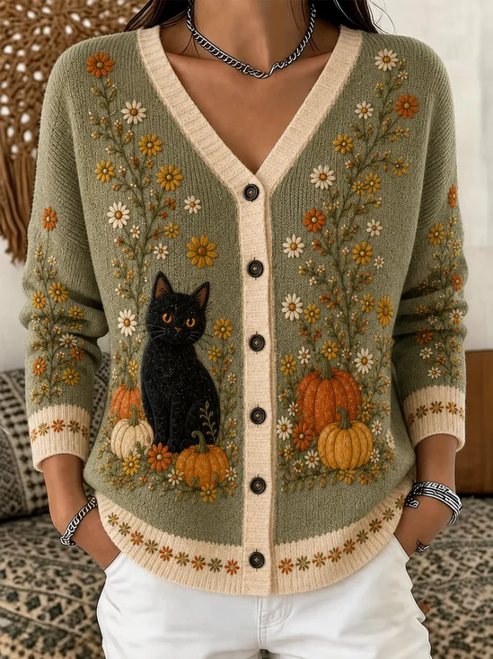 Floral Casual Regular Fit Knit Top