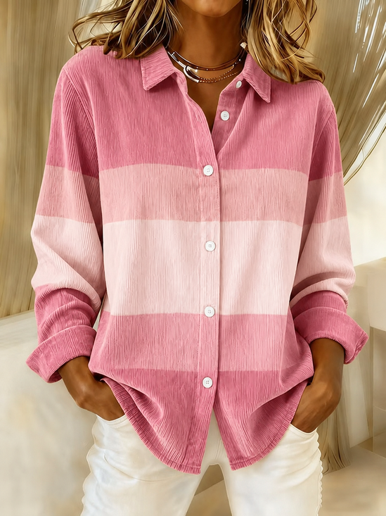 Women Abstract Stripes Shirt Collar Long Sleeve Shirt Printing Casual Daily Spring/Fall Top