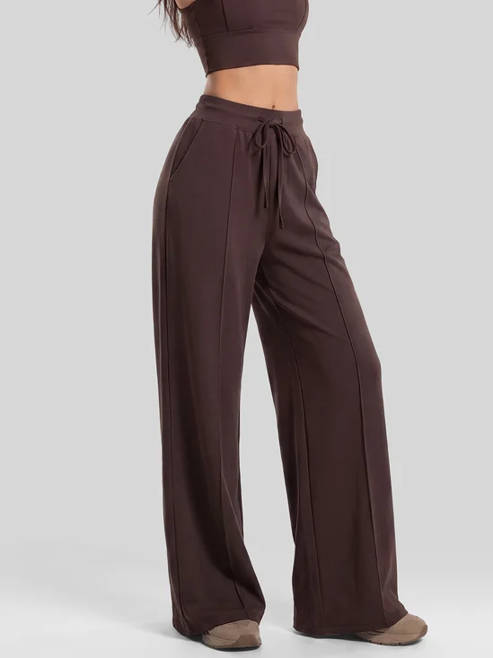 Casual Plain Loose Drawstring Yoga Pants