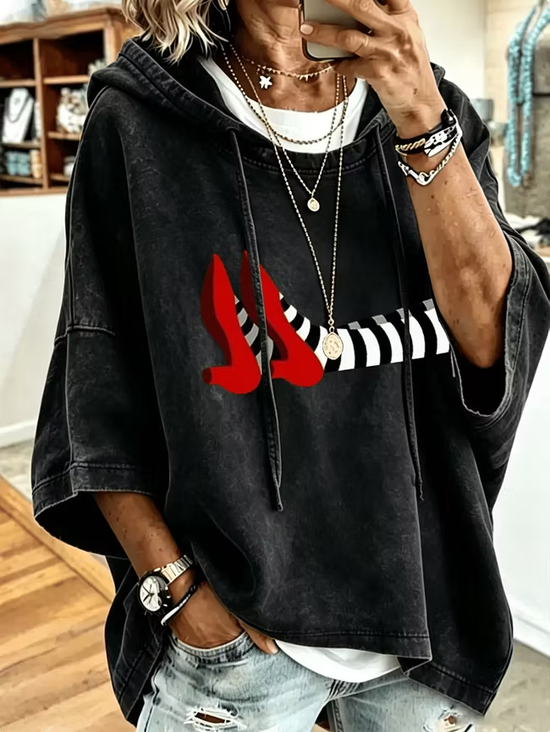 Women Halloween Half Sleeve Casual Holiday Spring/Fall Hoodie
