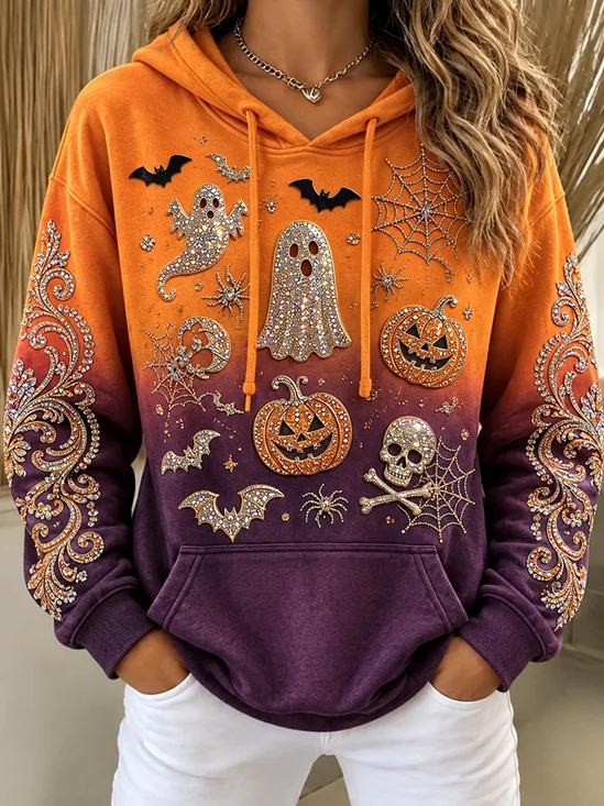 Women Color Block Long Sleeve Vintage Daily Spring/Fall Hoodie