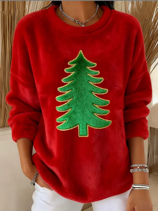 Women Christmas Crew Neck Vintage Spring/Fall Long Sleeve Sweatshirt