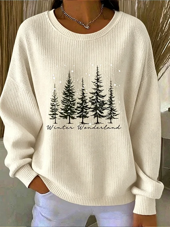 Women Christmas Crew Neck Printing Casual Spring/Fall Long Sleeve Sweatshirt