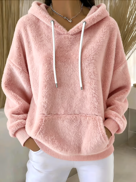 Women Plain Long Sleeve Casual Daily Spring/Fall Hoodie