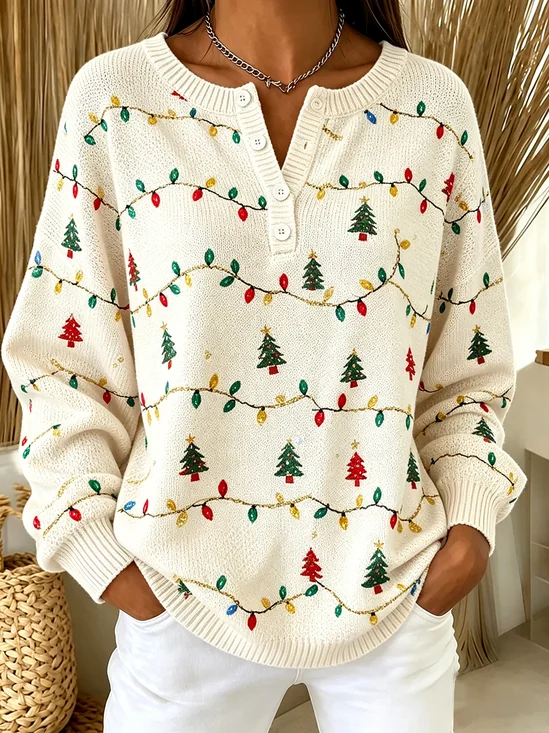 Women Christmas Crew Neck Printing Casual Spring/Fall Long Sleeve Sweatshirt