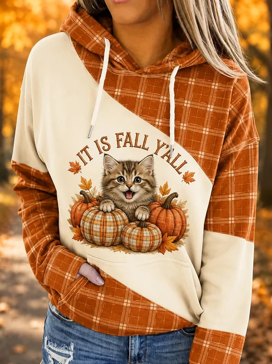 Women Color Block Long Sleeve Vintage Daily Spring/Fall Hoodie