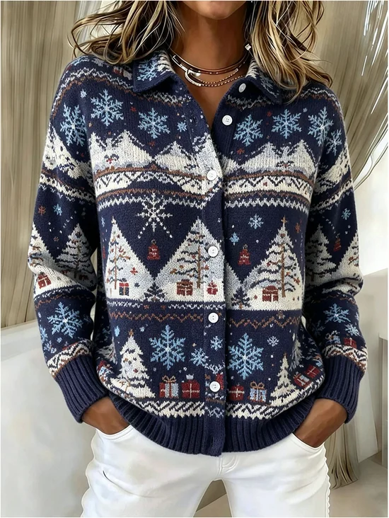 Casual Shawl Collar Knit Top
