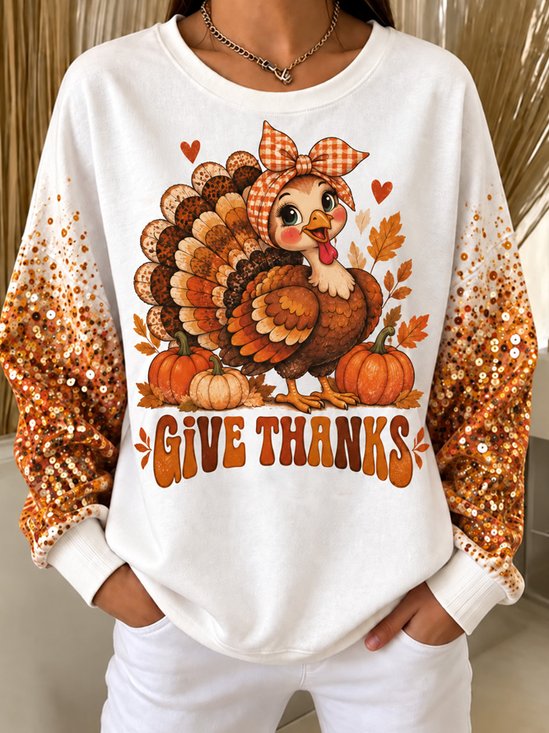 Women Text Letters Crew Neck Casual Spring/Fall Long Sleeve Sweatshirt