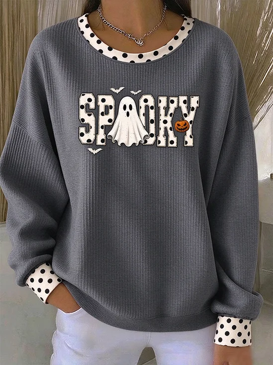 Women Text Letters Crew Neck Printing Casual Spring/Fall Long Sleeve Sweatshirt